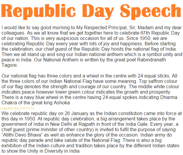 26 January Republic Day Speech